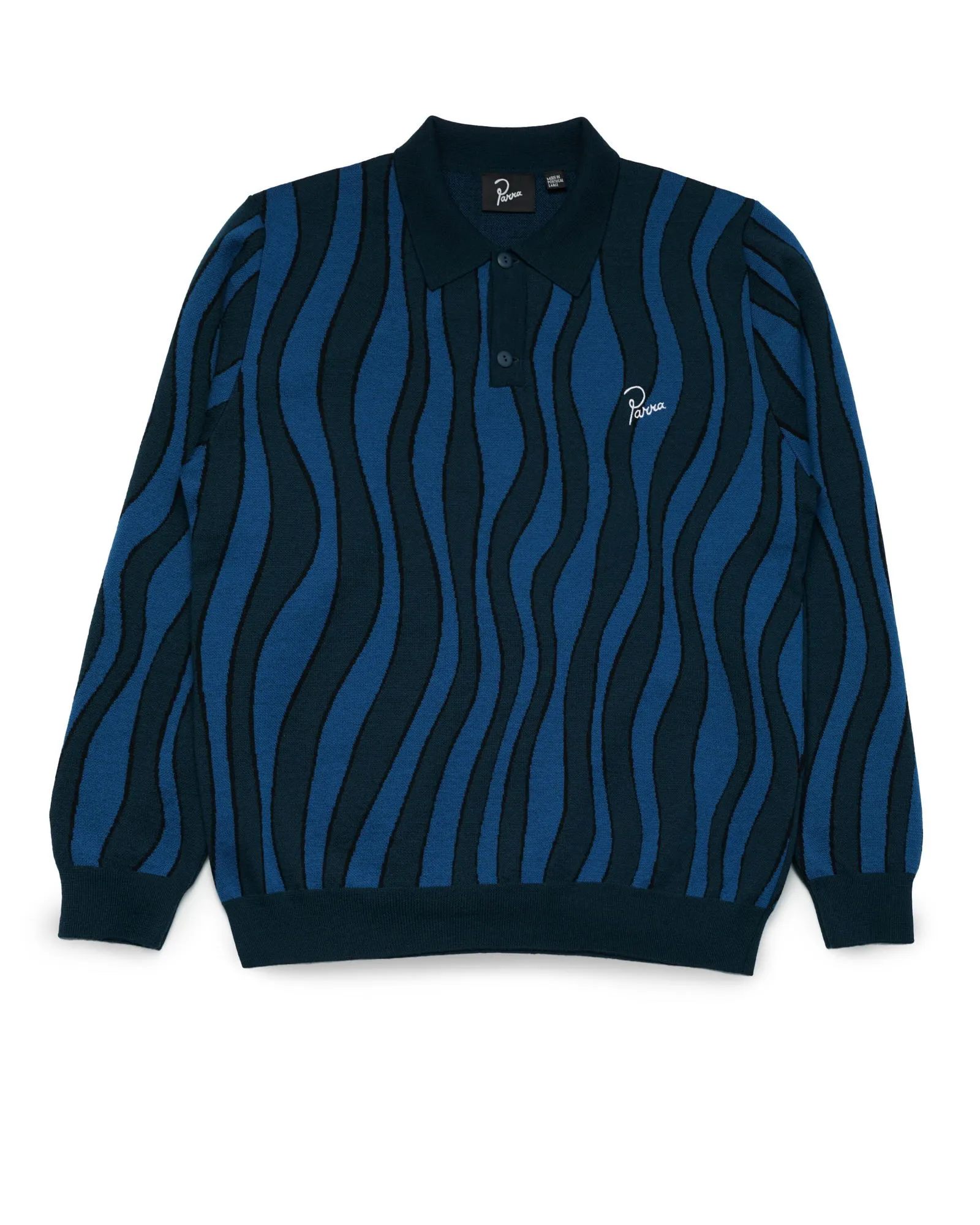 By Parra Aqua Weed Waves Knitted Polo Shirt
