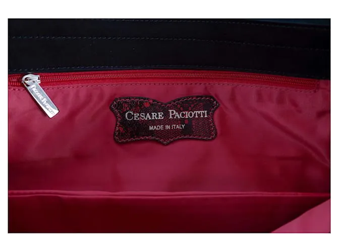 Cartera Cesare Paciotti de ante y piel de serpiente Negro 