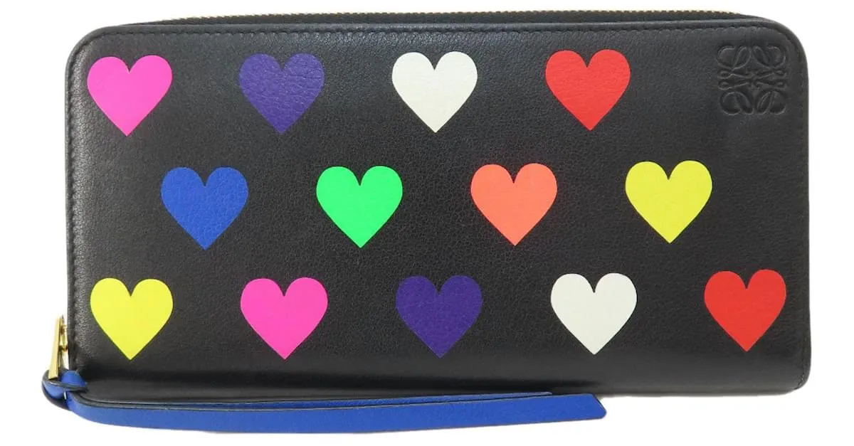 Cartera larga con motivo de corazón Loewe Negro 