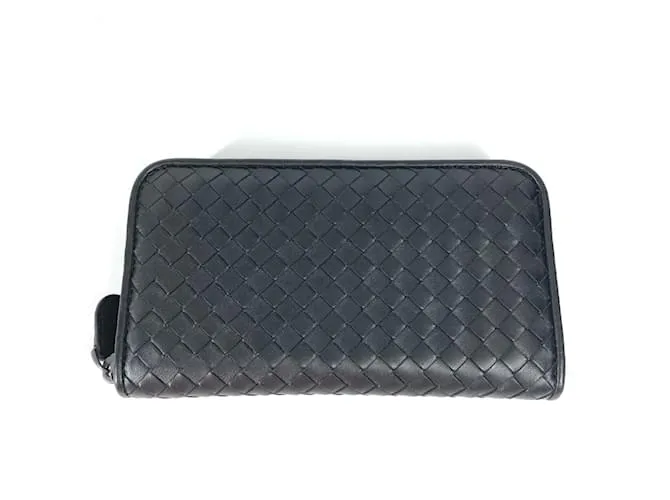 Cartera larga de cuero negro Bottega Veneta 