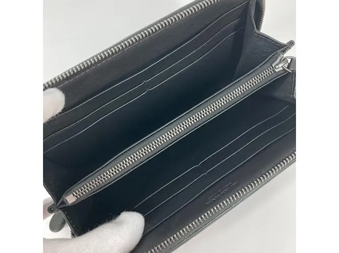 Cartera larga de cuero negro Bottega Veneta 