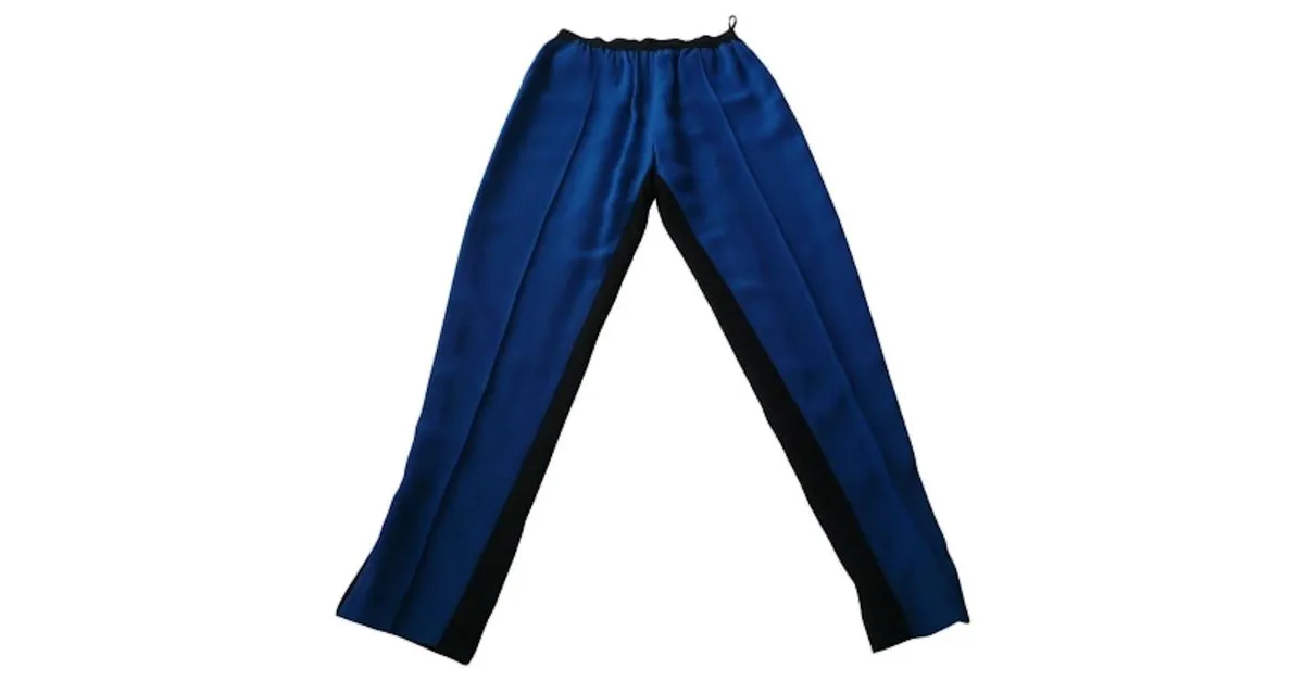 Céline CELINE - PANTALON AZUL Y NEGRO T34 neuf Azul oscuro 