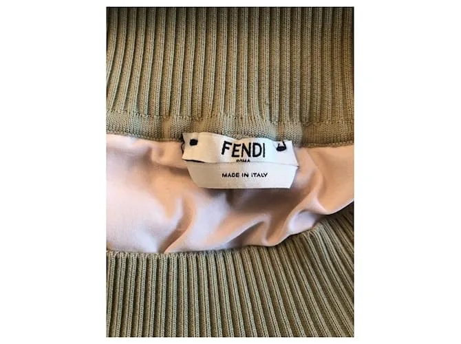Falda Fendi de algodón verde con logos FF 