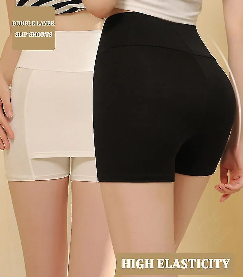 Ice Silk High Waist Women Boxer Double Layer Shorts Under The Skirt Pantalones de seguridad Barriga Ropa de forma de mujer