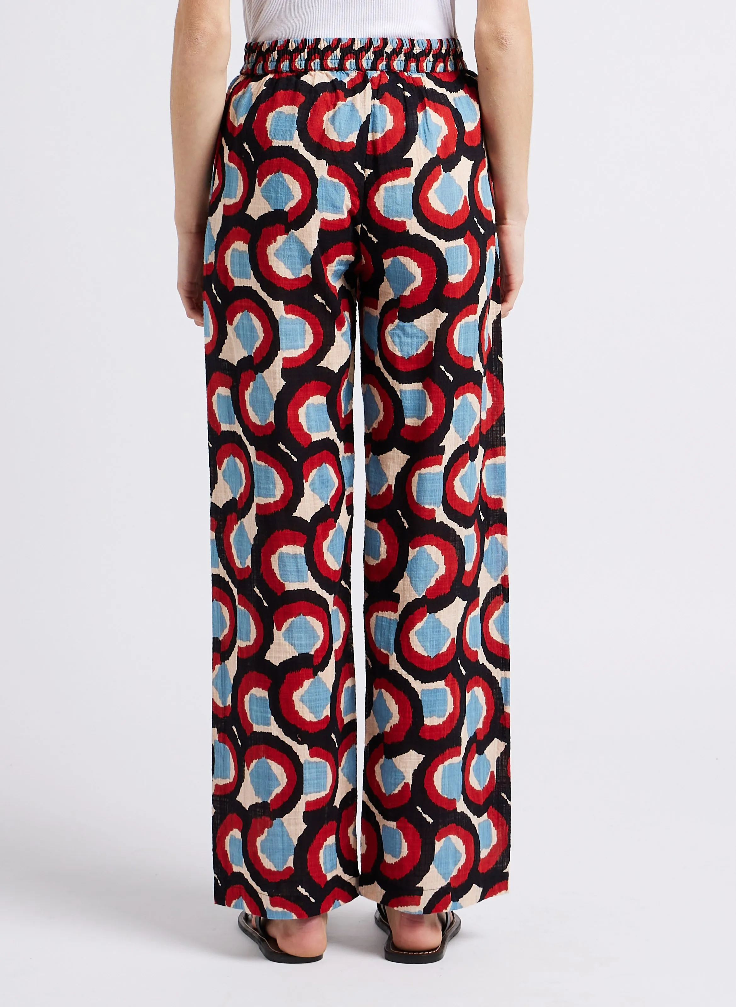 JULIETTA - Pantalón recto estampado de mezcla de algodón en azul