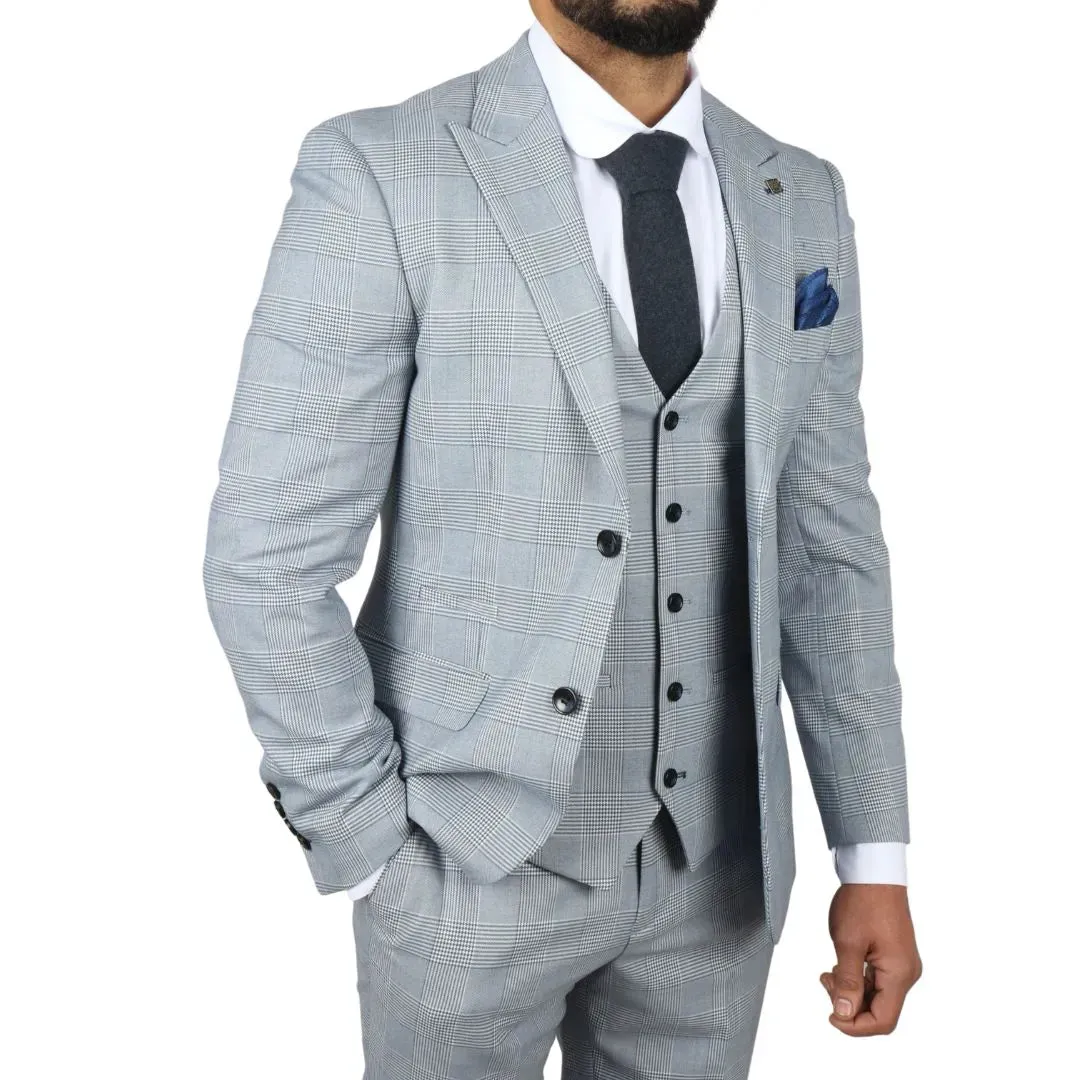 Mark - Tweed de tweed azul de 3 piezas para hombres