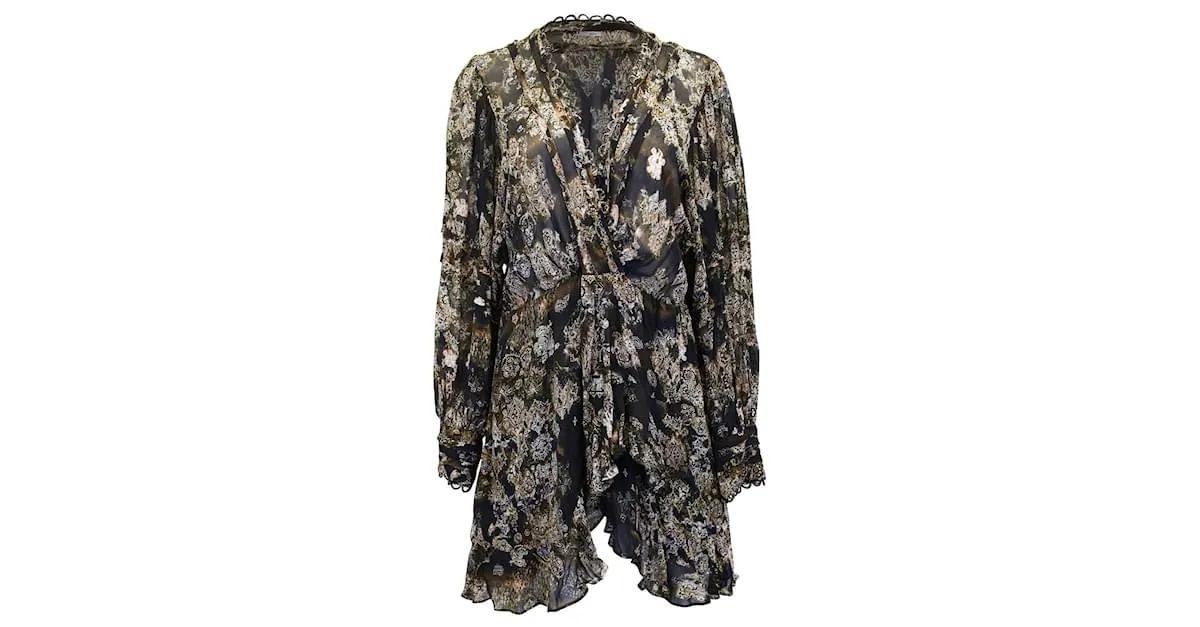 Minivestido estampado con efecto cruzado Patchak de viscosa negra de IRO Negro 