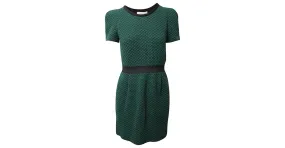 Minivestido texturizado con cuello redondo en acrílico verde Sandro 
