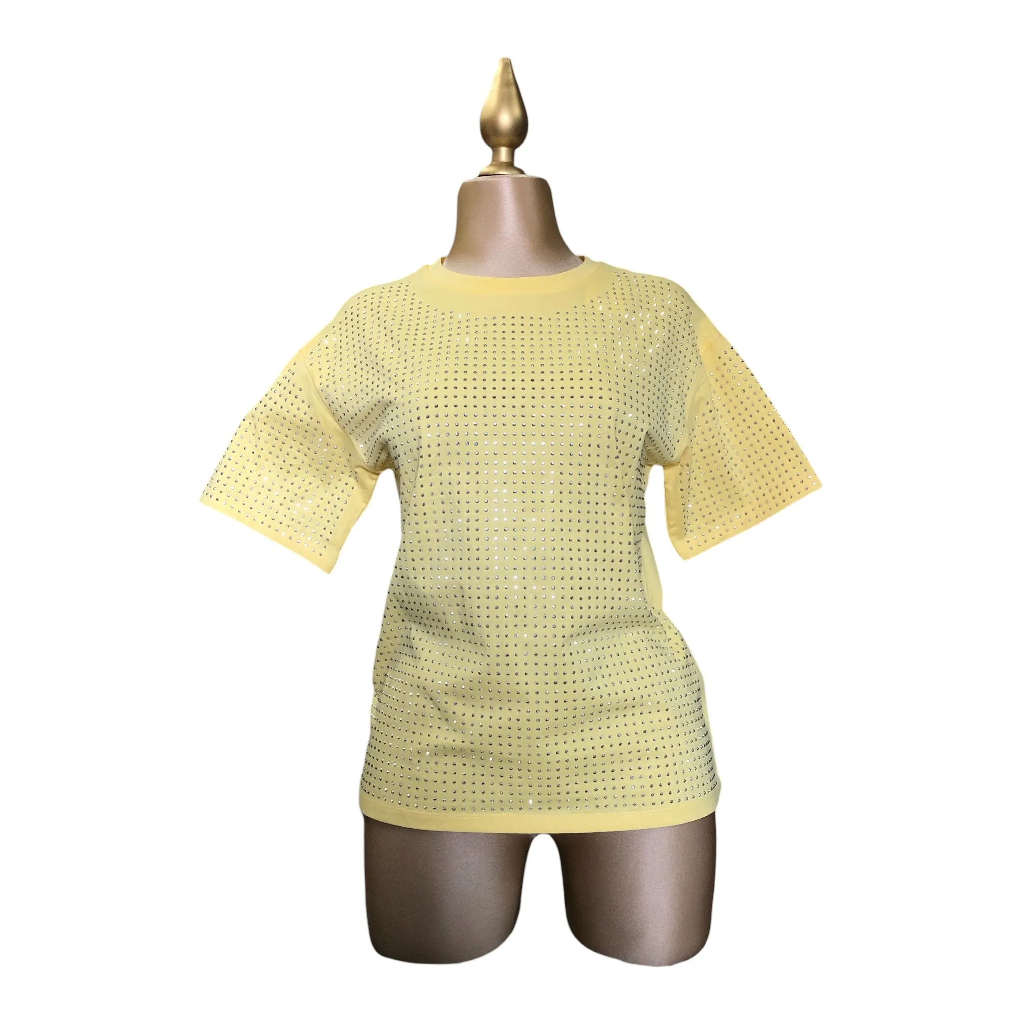 Playera Con Pedrería Amarillo LC