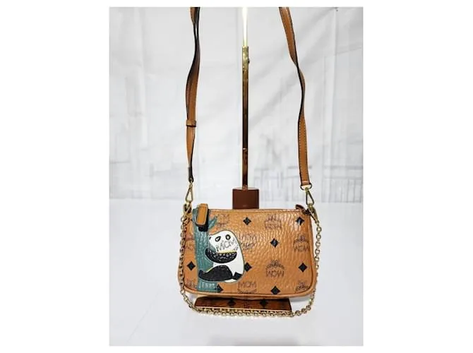 Pochete Crossbody Panda Visetos Cognac MCM Naranja 