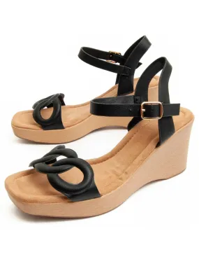 Sandalia Cuña Para Mujer  Montevita  Kunsel  92402 Negro