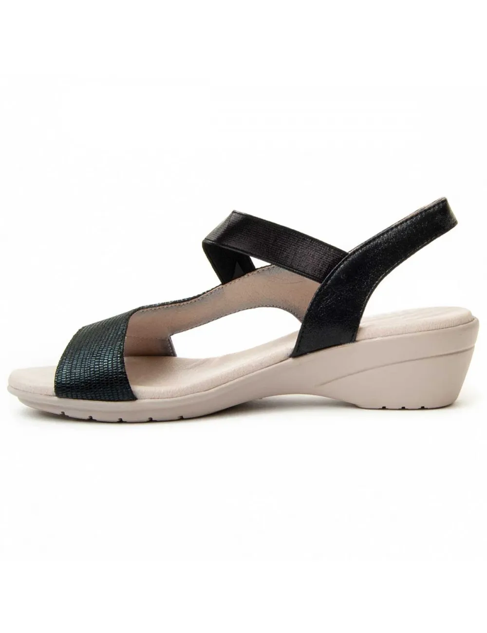 Sandalia De Cuña Para Mujer.  Montevita  Craig2  91070 Negro