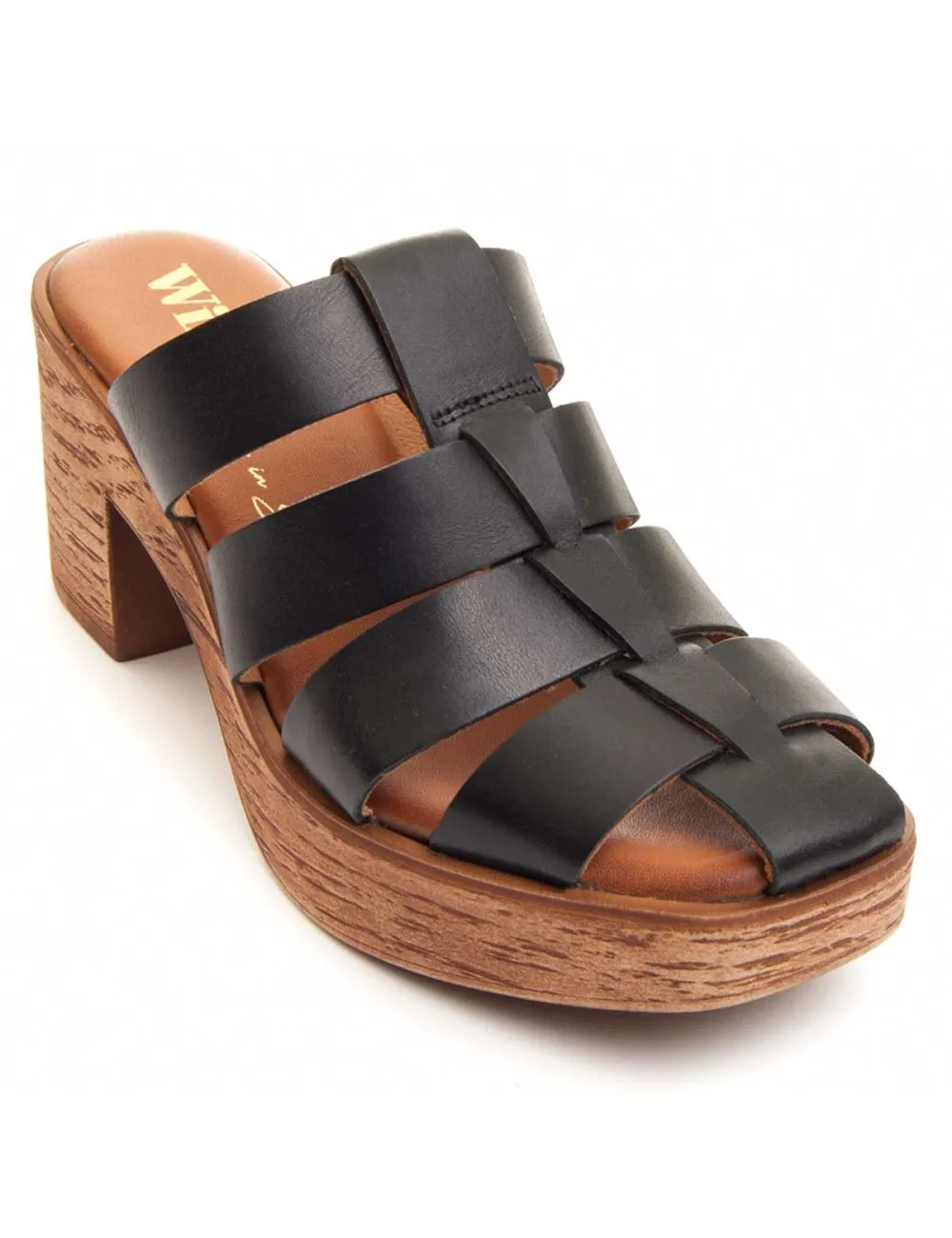 Sandalia De Piel Para Mujer.  Wikers  Penguin  83713 Negro