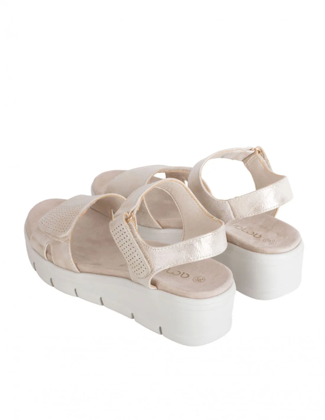 Sandalias Cuña Velcro Metalizadas AMARPIES