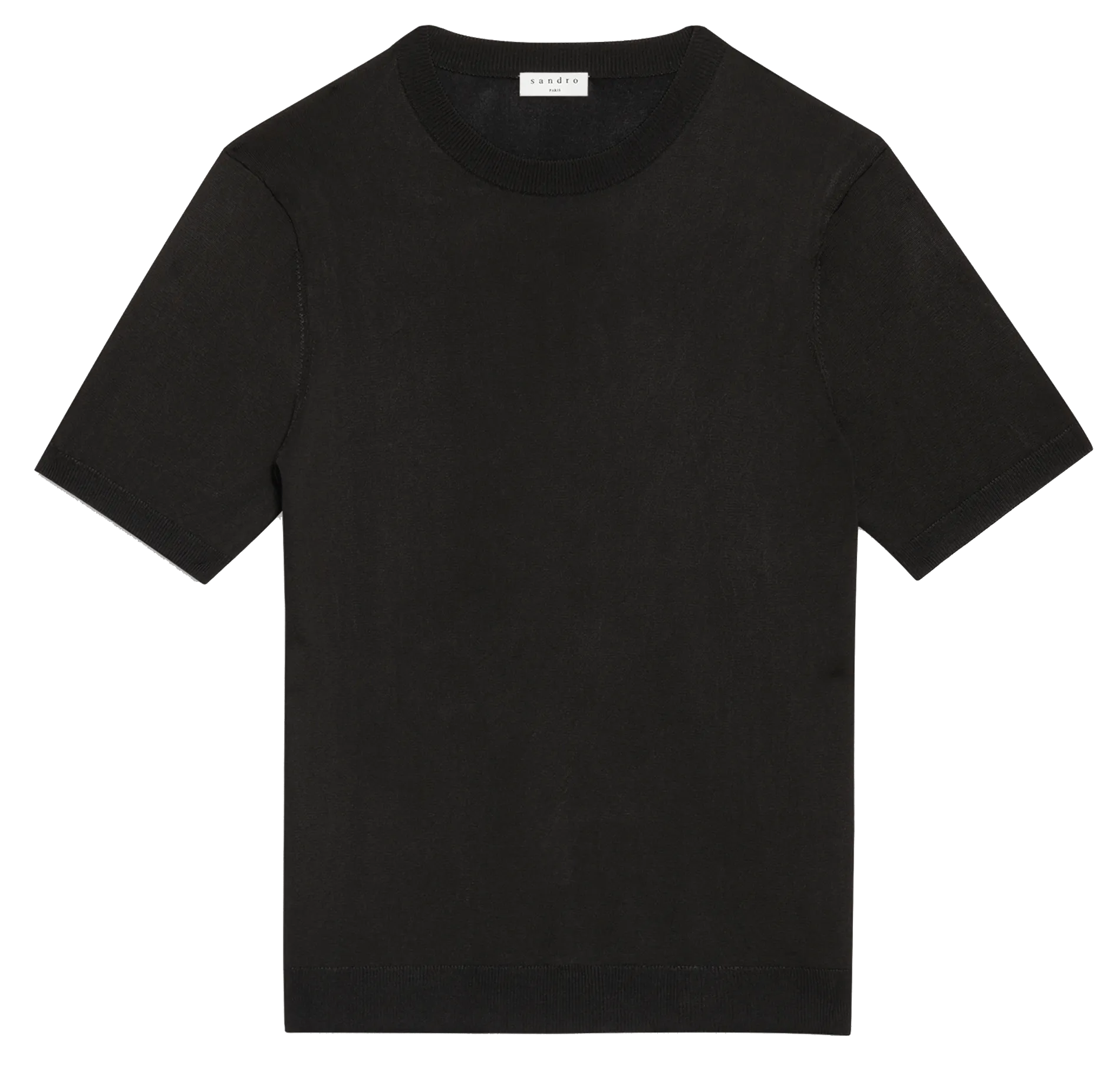 SANDRO Camiseta regular fit con cuello redondo en negro