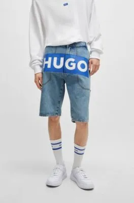 Shorts de denim con logo estampado