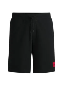 Shorts de felpa de algodón con etiqueta con logo roja