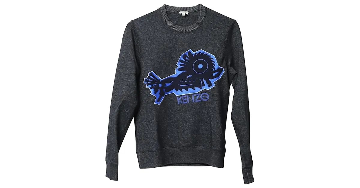 Sudadera bordada Kenzo de algodón gris 