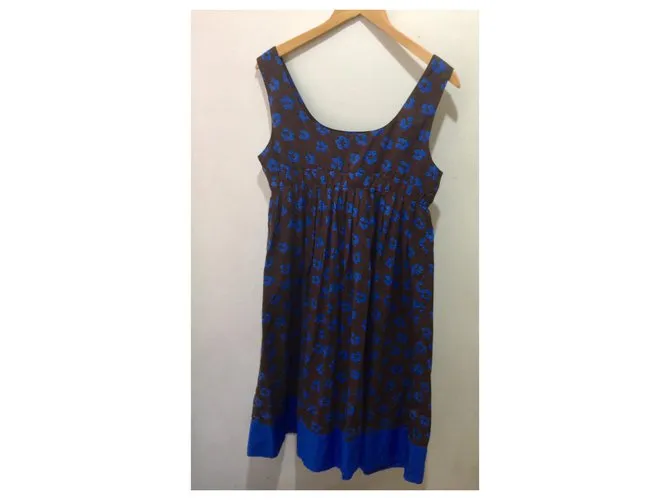 Toast Vestido imperio tostado con estampado floral Castaño Azul 