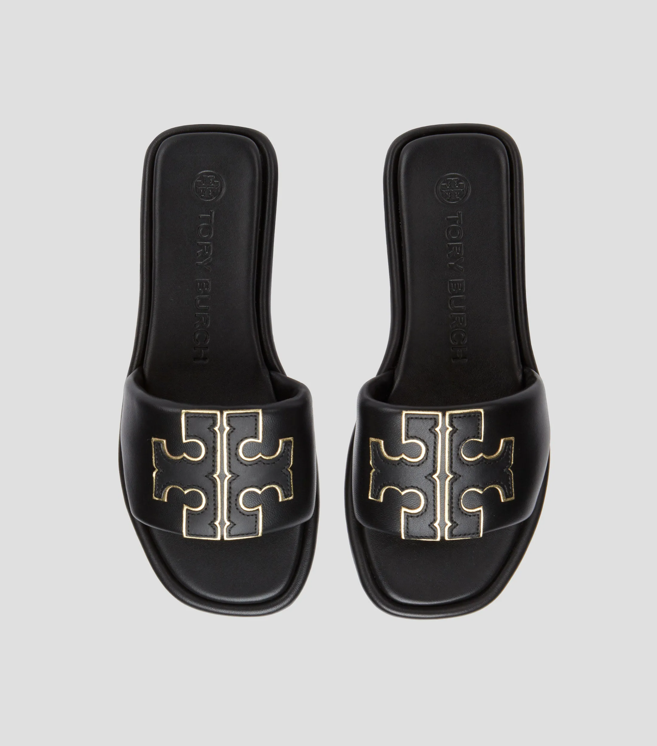 Tory Burch Sandalias negras Double-T Sport Slide Mujer