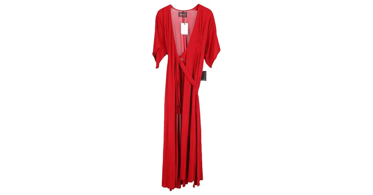 Vestido cruzado drapeado Winslow de Reformation en viscosa roja 